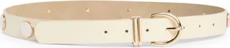 Steve Madden Dome Stud Faux Leather Belt in Off White at Nordstrom Rack, Size X-Large