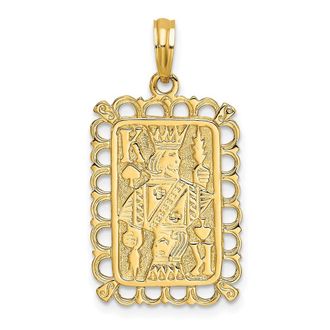 Diamond2Deal 14k Yellow Gold King of Spades Playing Card Charm Pendant