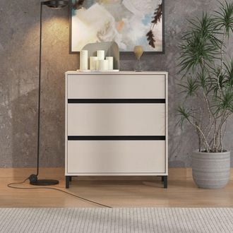 Dmora Cassettiera Mapello, 3 Cassetti, Apertura Scorrevole, Chiusura Scorrevole, 80x40x90h Cm Beige