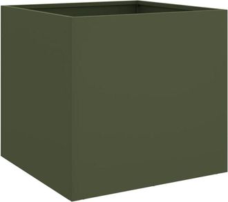 vidaXL Planters 2 pcs Olive Green 42x40x39 cm Steel Vidaxl