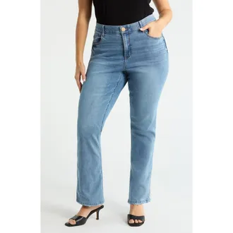 Wit & Wisdom Brittany High Waist Baby Bootcut Jeans in Light Blue Artisanal at Nordstrom, Size 22W