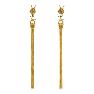 Saint Laurent Earrings, female, Yellow, Size: ONE SIZE Pom Pom Earrings Cassandre Style