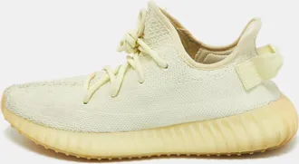 adidas Green Knit Fabric Boost 350 V2 Butter Sneakers Size 40 2/3