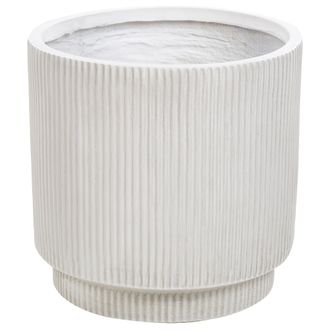Beliani Maceta De Mezcla De Arcilla Blanco Crema 37 Cm Agujero Drenaje Acabado Vertical Daria