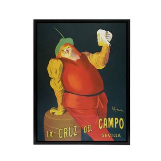 Artery8 La Cruz del Campo Beer Vintage Ad Framed Canvas Wall Art Print Cappiello in Red | Size: W24 x H32