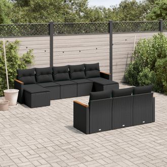 vidaXL Vidaxl - Set Divani Da Giardino 10pz Con Cuscini In Polyrattan Nero