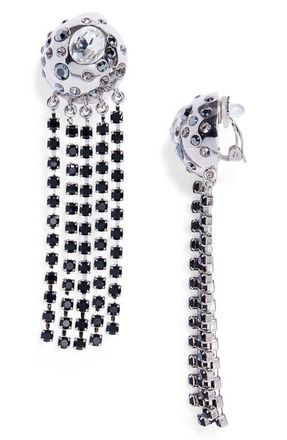 Oscar De La Renta Crystal Fringe Chandelier Clip-On Earrings in Black Diamond at Nordstrom