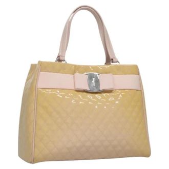 Ferragamo Tweedehands leren handtassen - Dames - Vintage Handtas - Beige - ONE Size - Leer - Vintage