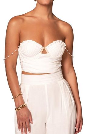 JLUXLABEL Arielle Corset Crop Top in White at Nordstrom, Size X-Large
