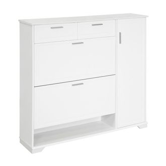 SoBuy Zapatero con 2 solapas madera blanco