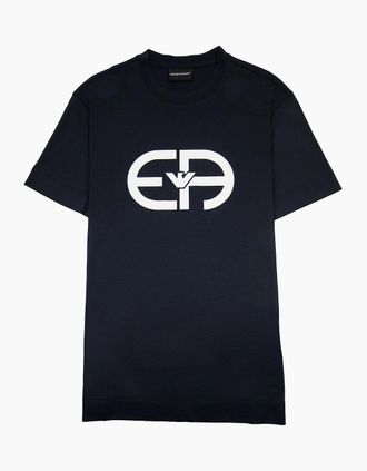 Emporio Armani Mens Emporio Armani Ea Logo Oversized T Shirt Blue Navy - Size: 36