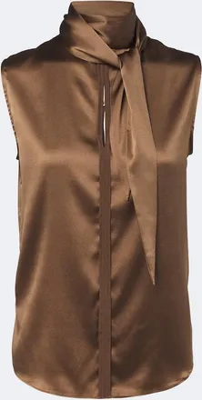 Dorothee Schumacher Sense of Shine tie-neck silk-blend satin top