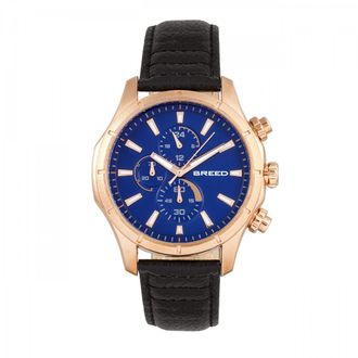 Breed Mens Lacroix Chronograph Leather-Band Watch - Rose Gold Stainless Steel - One Size