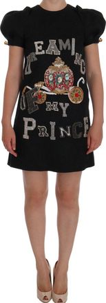 Dolce & Gabbana Womens Embellished Mini Dress Jeweled Carriage - Black Wool - Size EU 36 (Womens)