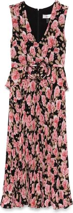 Nissa floral-print midi dress - women - Polyester/Viscose - 36 - Black