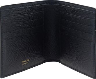 Ferragamo Mens Calfskin Billfold Wallet Black Calf Leather (bos Taurus) Umbrellas