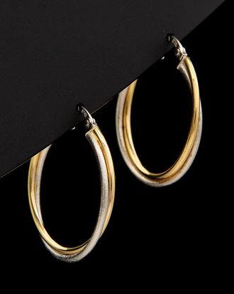 Italian Gold, Inc 14K Two-Tone Italian Gold Textured Hoops