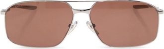 Balenciaga Rechthoekige Zonnebril - Heren - Zonnebrillen - Grijs - ONE Size - Leer - Accessoires