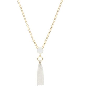 Olivia Welles Andreya Tassel Necklace in Gold /White at Nordstrom Rack