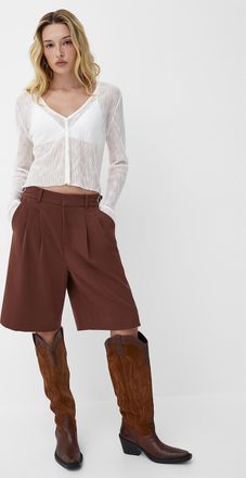 Icone Womens Buckle side-strap pleated Bermuda short