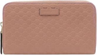 Gucci Pre-owned Microguccissima Leren Lange Portemonnee - Dames - Vintage Accessoires - Roze - ONE Size - Leer - Vintage