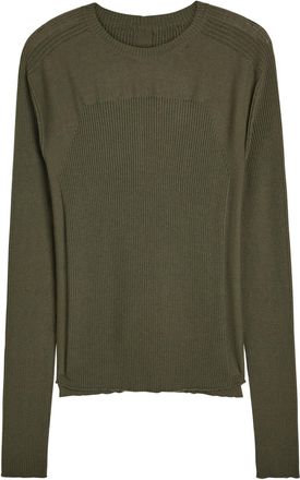 Rick Owens Ribbed Wool Jumper - Khaki - L