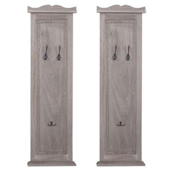Hhg [nunca Usado] Lote De 2 Percheros T33, Perchero De Pared, Panel Perchero, Ganchos De Pared Madera 109x28x4cm, Gris-marr&oacute;n Shabby