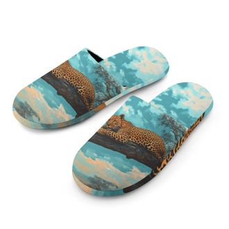 Generic Leopard Lounging On Branch Acacia Tree Mens House Slippers Slip Indoor Slipper On Shoes Warm Outdoor