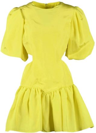 Msgm Ballonjurk met pofmouwen - Dames - Korte kleedjes - Geel - XS - Linnen - Kleedjes