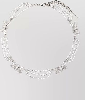 Alessandra Rich bow necklace multi strand rhinestone detail