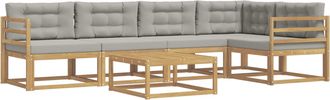 vidaXL Conjunto De Sof&aacute;s De Exterior 6 Uds. Blanco Y Gris Claro Vidaxl