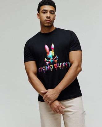 Psycho Bunny Mens Wells Graphic Tee 001 BLACK / XXL