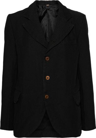 Comme Des Garçons ribbed single-breasted blazer - women - Polyester/Polyester - S - Black
