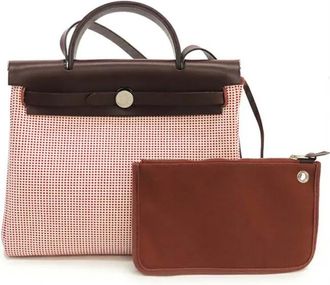 Herm&egrave;s 2022 Toile Criss Viking Vache Hunter Herbag Zip 31 tas - Rood