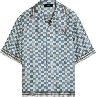 Amiri Chateau Checked Silk Shirt - Steel - XL