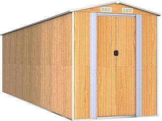 vidaXL Cobertizo Jard&iacute;n Acero Galvanizado Marr&oacute;n Claro 192x689x223 Cm Vidaxl