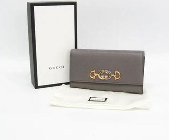 Gucci Pre-owned Wallets, female, Gray, Size: ONE SIZE Pre-owned Leather Wallet
