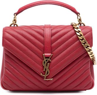 Saint Laurent Pre-owned Saint Laurent Medium Chevron Sheepskin Monogram College Satchel Ladies PMR428056A.0717