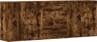 vidaXL Aparadores 3 Uds Madera Contrachapada Roble Ahumado Vidaxl