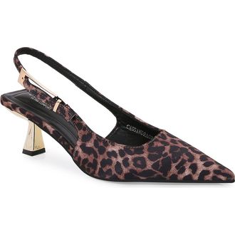 Berness Cassandra Kitten Heel Slingback Pump in Leopard at Nordstrom Rack, Size 8.5