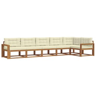 vidaXL Conjunto De Sof&aacute;s De Exterior Con Coj&iacute;n 6 Pcs Natural Y Crema Vidaxl