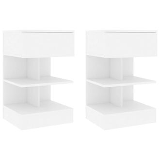 vidaXL Vidaxl - Mesitas De Noche 2 Uds Madera Contrachapada Blanco 40x35x65 Cm