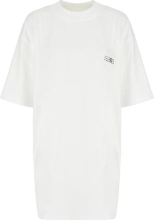 Maison Margiela Oversized T-shirt met klein logo - Dames - T-shirts - Wit - XS - Katoen - Tops