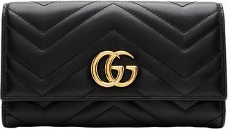 Gucci Black Matelasse Leather Gg Marmont Continental Wallet (Authentic Pre- Loved)