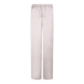 Herno Wide Trousers, female, Beige, Size: M Beige Satin Loose Fit Drawstring Trousers