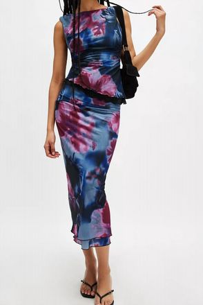 Free People Sunset Mesh Midi Skirt In Blue