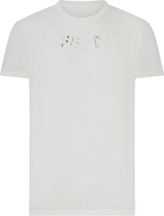 Fendi Tops, Heren, Wit, L, Katoen, Slim Crewneck T-shirt