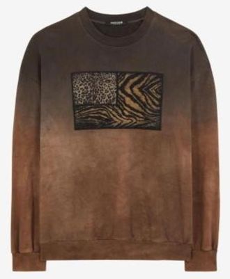 Roberto Cavalli Animalier Patchwork Cotton Sweatshirt, Size X-Large