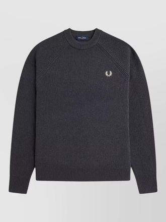 Fred Perry logo crew neck raglan knit sweater