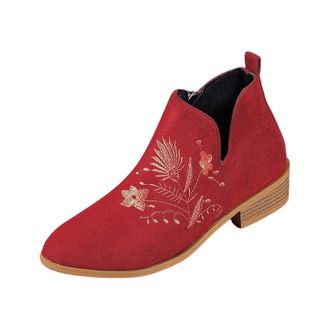 Generic Boots for Women UK Wide fit Platform Ankle Boots Womens Fashion Low Heel Embroidered Boots Womens Chunky Heel Boots Womens Casual Short Boots Chunky K